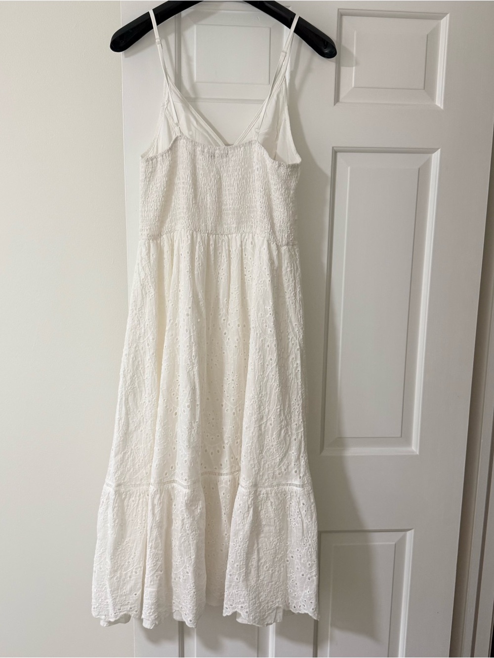 White Eyelet Midi Dress with Spaghetti Straps - Picture 2 of 2